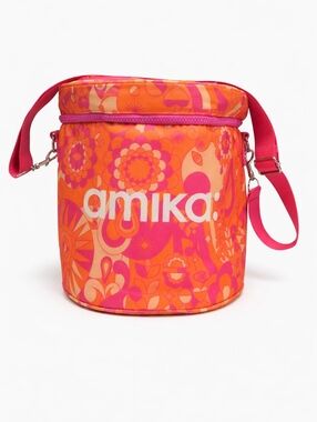Amika Vibrant Pink and Orange Patterned Cooler Bag